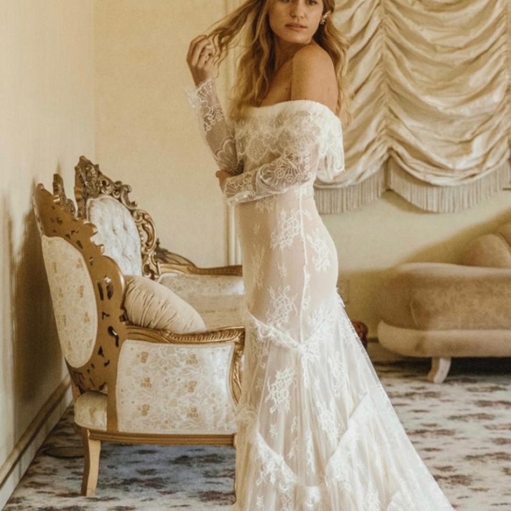Daughters of Simone “Valentina” lace detail wedding gown